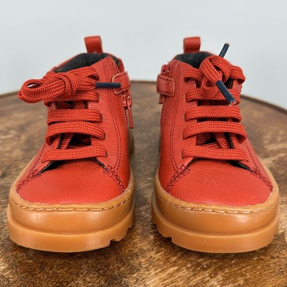 Camper Boots Baby 5.5 (22) Brutus Red Leather Ankle Lace Up Zipper Hiking - Picture 2 of 11